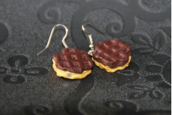 Boucles d'oreilles Gaufres au chocolat