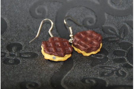 Boucles d'oreilles Gaufres au chocolat