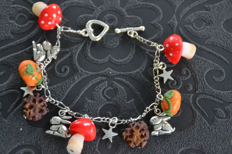 Bracelet Citrouilles et champignons