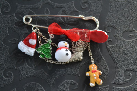 Broche Bonhomme de neige et bonnet de Noël