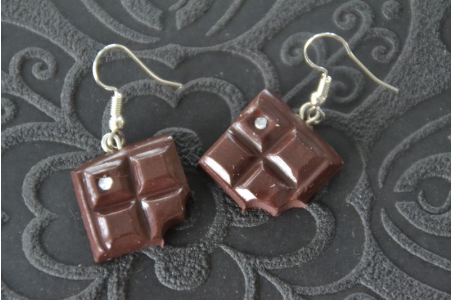 Boucles d'oreilles Tablette de chocolat noir