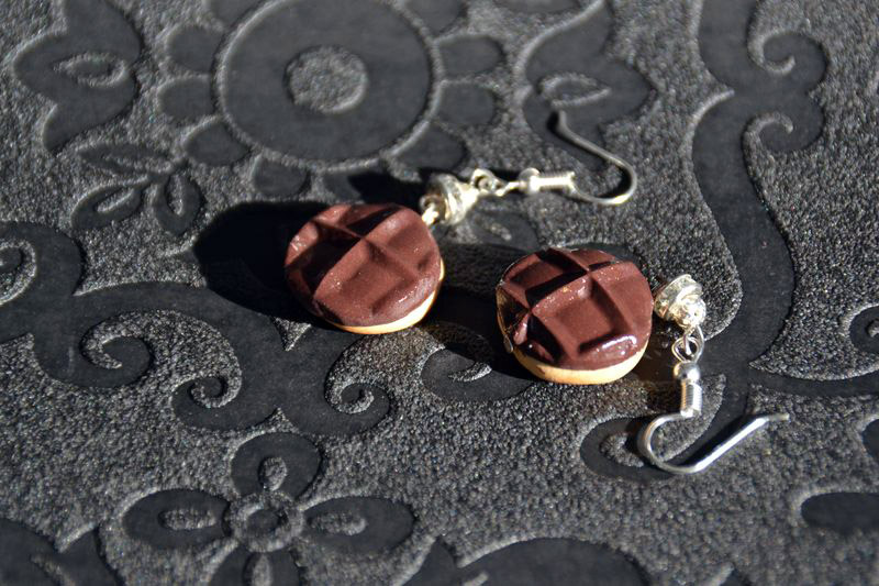 Boucles d'oreilles Biscuit au chocolat