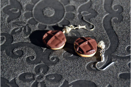 Boucles d'oreilles Biscuit au chocolat