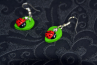 Boucles d'oreilles Coccinelle sur sa feuille