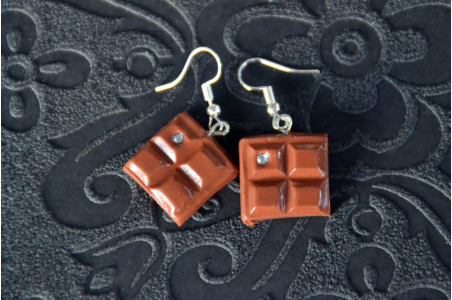 Boucles d'oreilles Tablette de chocolat au lait
