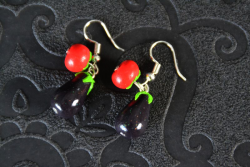Boucles d'oreilles Aubergine-tomate