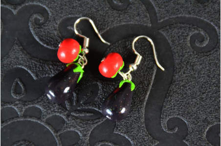 Boucles d'oreilles Aubergine-tomate