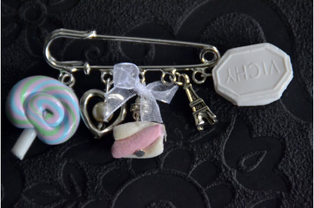 Broche Sucette, guimauve, menthe
