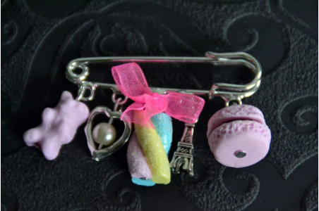 Broche Ourson, guimauve, macaron