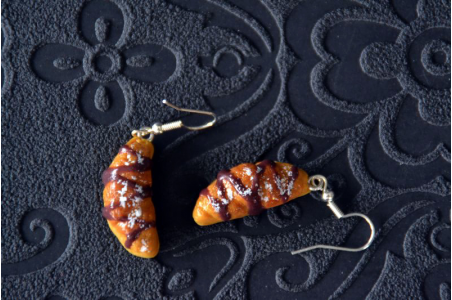 Boucles d'oreilles Croissant chocolat