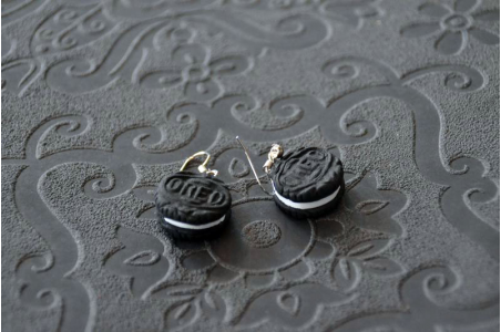 Boucles d'oreilles Biscuit au chocolat fourré à la vanille