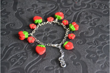 Bracelet Fraises et fleurs