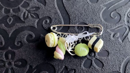 Broche Guimauve, macaron, bonbon anglais