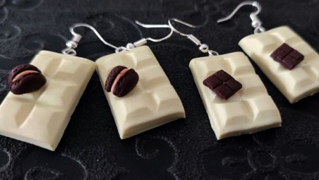Boucles d'oreilles Tablette de chocolat blanc Boucles d'oreilles Tablette de chocolat blanc