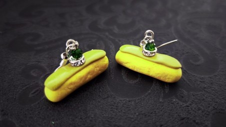 Boucles d'oreilles  Eclair à la pistache