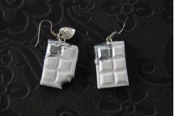 Boucles d'oreilles Tablette de chocolat blanc