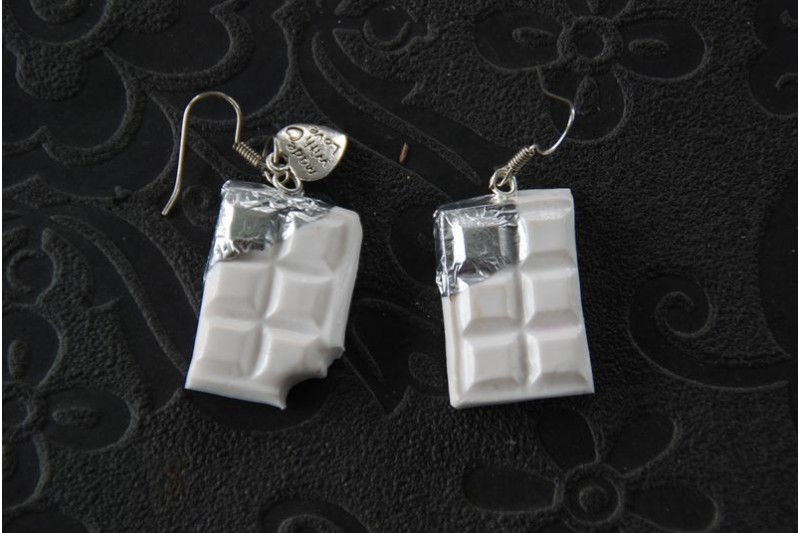 Boucles d'oreilles Tablette de chocolat blanc