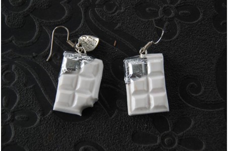 Boucles d'oreilles Tablette de chocolat blanc